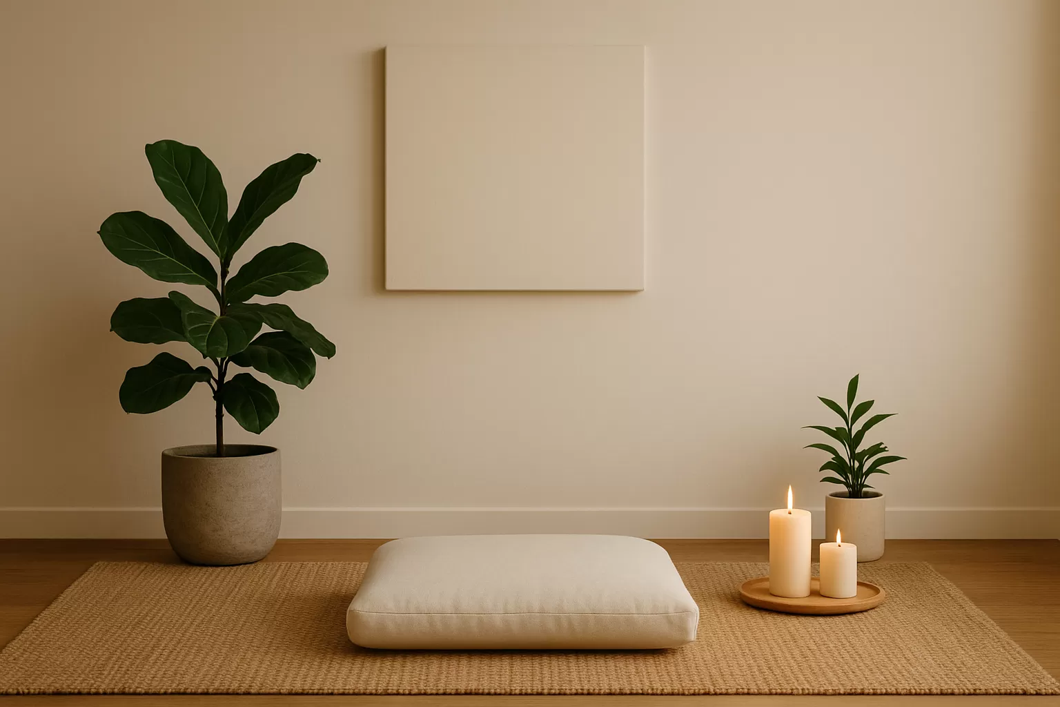 Ambiente minimalista para prática de meditação