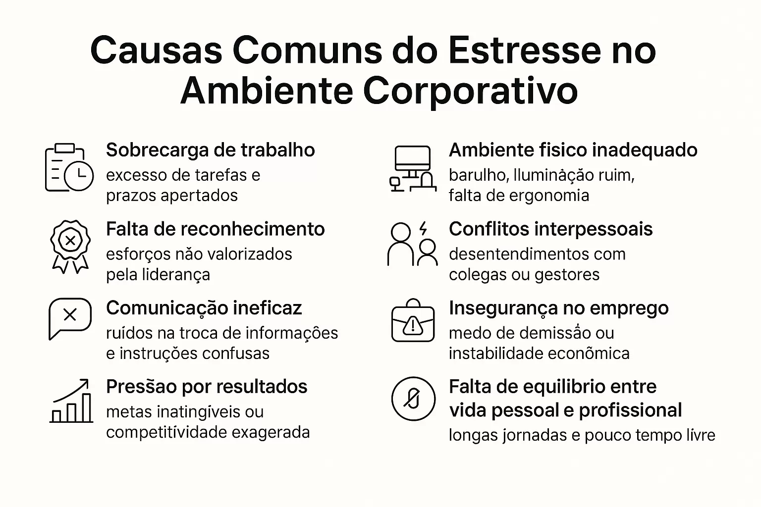 Lista de causas comuns do estresse no ambiente corporativo