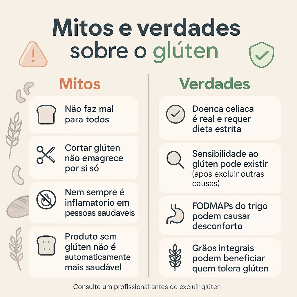 Cards ‘mito vs fato’: quatro quadrantes ilustrando respostas rápidas