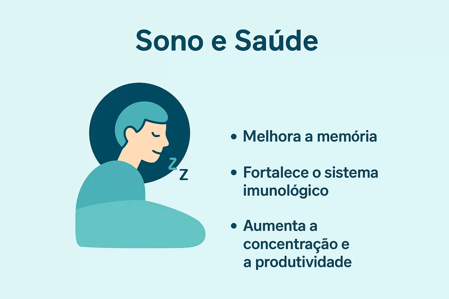 Infográfico resumindo os principais benefícios do sono